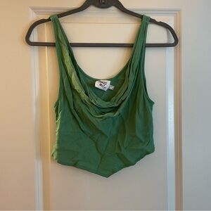 Princess Polly Green Asymmetrical Fitted Crop Top